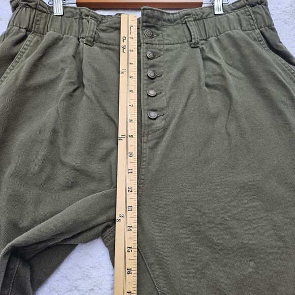 Time and Tru Women's High Rise Relax Button Fly Paperbag Pants - Green, Size 20 - Picture 6 of 12